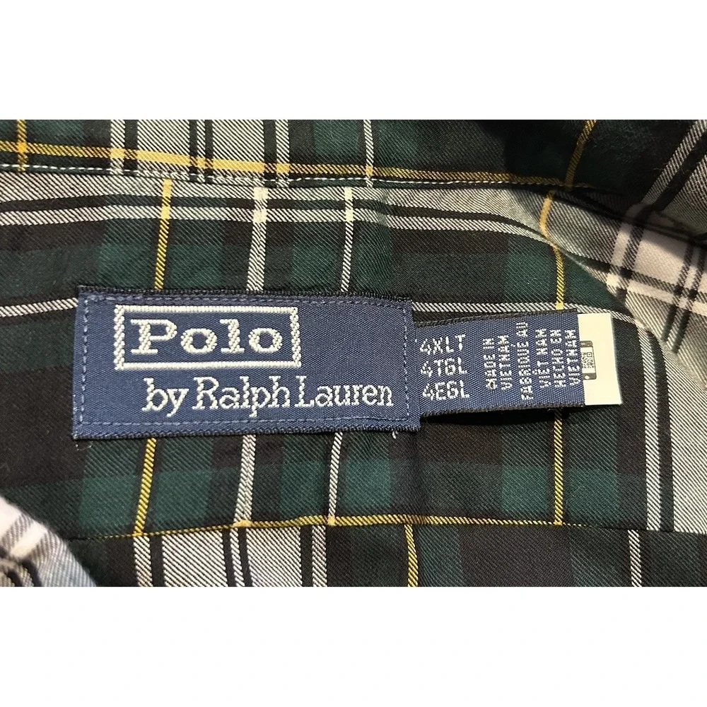 Polo Ralph Lauren Performance Green Flannel‎ Plaid Shirt Mens 4XLT